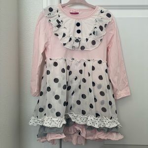 Pink black and white polka dot dress by Smocked or Not